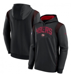 Men San Francisco 49ers Black Sideline Stack Performance Pullover Hoodie 002