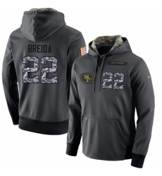 NFL Mens Nike San Francisco 49ers 22 Matt Breida Stitched Black Anthracite Salute to Service Player Performance Hoodie