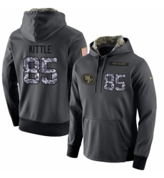 NFL Mens Nike San Francisco 49ers 85 George Kittle Stitched Black Anthracite Salute to Service Player Performance Hoodie