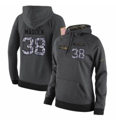 NFL Womens Nike Seattle Seahawks 38 Tre Madden Stitched Black Anthracite Salute to Service Player Performance Hoodie