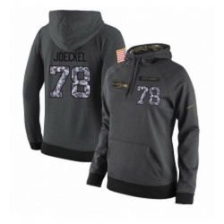 NFL Womens Nike Seattle Seahawks 78 Luke Joeckel Stitched Black Anthracite Salute to Service Player Performance Hoodie