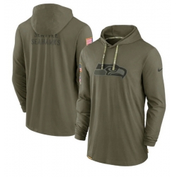 Men Seattle Seahawks 2022 Olive Salute To Service Tonal Pullover Hoodie