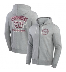 Men Washington Commanders Heather Gray Vintage Stripe Full Zip Hoodie