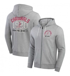 Men Arizona Cardinals Heather Gray Vintage Stripe Full Zip Hoodie