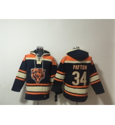 Men Chicago Bears  34 Walter Payton Navy Ageless Must Have Lace Up Pullover Hoodie