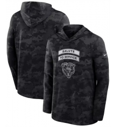 Men Chicago Bears Black 2026 Salute to Service Sideline Lightweight Hoodie Dri FIT Long Sleeve Top