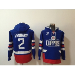 Men's Los Angeles Clippers #2 Kawhi Leonard Blue Lace-Up Pullover Hoodie