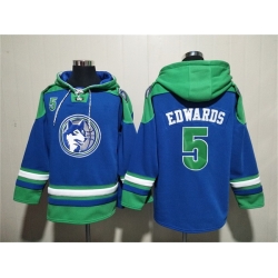Men Minnesota Timberwolves 5 Anthony Edwards Royal Lace Up Pullover Hoodie