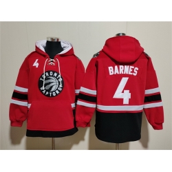 Men Toronto Raptors 4 Scottie Barnes Red Black Lace Up Pullover Hoodie