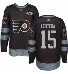 Mens Adidas Philadelphia Flyers 15 Jori Lehtera Authentic Black 1917 2017 100th Anniversary NHL Jersey 