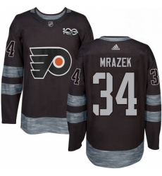 Mens Adidas Philadelphia Flyers 34 Petr Mrazek Premier Black 1917 2017 100th Anniversary NHL Jersey 