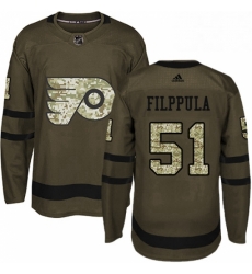 Mens Adidas Philadelphia Flyers 51 Valtteri Filppula Authentic Green Salute to Service NHL Jersey 