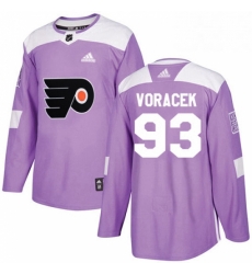 Mens Adidas Philadelphia Flyers 93 Jakub Voracek Authentic Purple Fights Cancer Practice NHL Jersey 