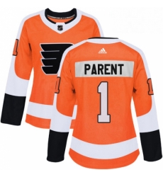 Womens Adidas Philadelphia Flyers 1 Bernie Parent Authentic Orange Home NHL Jersey 