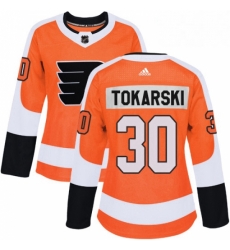 Womens Adidas Philadelphia Flyers 30 Dustin Tokarski Premier Orange Home NHL Jersey 