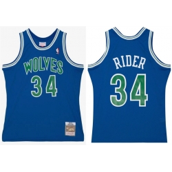 Men Minnesota Timberwolves 34 Isaiah Rider Jr Blue 1993 94 Throwback Swingman Stitched Jersey