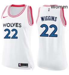 Womens Nike Minnesota Timberwolves 22 Andrew Wiggins Swingman WhitePink Fashion NBA Jersey