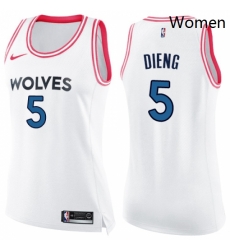 Womens Nike Minnesota Timberwolves 5 Gorgui Dieng Swingman WhitePink Fashion NBA Jersey