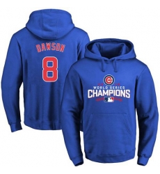 Men Chicago Cubs 8 Andre Dawson Blue 2016 World Series Champions Pullover MLB Hoodie