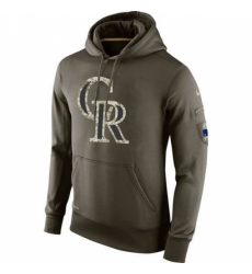 MLB Men Colorado Rockies Nike Olive Salute To Service KO Performance Hoodie