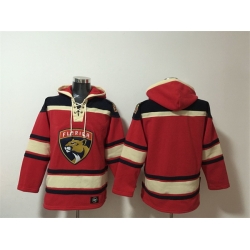 Men Florida Panthers Blank Red Lace Up Pullover Hoodie