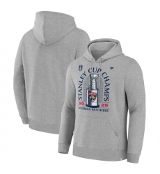 Men Florida Panthers Heather Gray 2025 Stanley Cup Champions Locker Room Fleece Pullover Hoodie