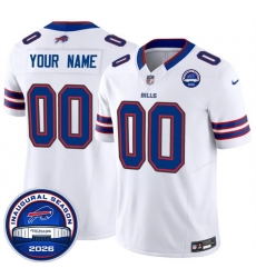 Men Buffalo Bills Active Player Custom White F U S E  2026 Inaugural Season at Highmark Stadium Patch Stitched Football Jersey