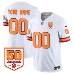 Men Women Youth Tampa Bay Buccaneers Active Player Custom White 2025 F U S E  50th Anniversary Patch Vapor Limited Stitched Jersey