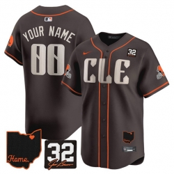 Men Cleveland Browns ACTIVE PLAYER Custom Brown 2025 Jim Brown Memorial   Home Patch Vapor Limited Stitched Jersey