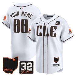 Men Cleveland Browns ACTIVE PLAYER Custom White 2025 Jim Brown Memorial   Home Patch Vapor Limited Stitched Jersey