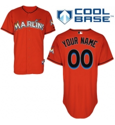 Men Women Youth All Size Miami Marlins Custom Cool Base Jersey Orange 3