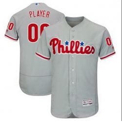 Men Women Youth All Size Philadelphia Phillies Majestic Alternate Grey Flex Base Custom Jersey