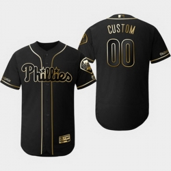 Men Women Youth Toddler All Size Philadelphia Phillies Customized Black Gold Flexbase Jersey