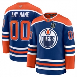 Men Edmonton Oilers Custom Royal 2025 Stanley Cup Final Patch Stitched Hockey Jersey