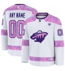 Men Women Youth Minnesota Wild Fanatics 2024 Hockey Fights Cancer Custom Practice Jersey White