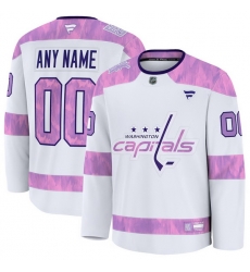 Men Women Youth Washington Capitals Fanatics 2024 Hockey Fights Cancer Custom Practice Jersey White