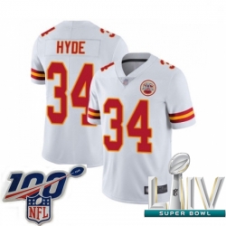 2020 Super Bowl LIV Men Kansas City Chiefs #34 Carlos Hyde White Vapor Untouchable Limited Player Football Jersey
