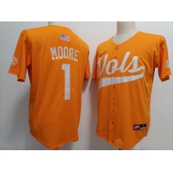 Men Tennessee Volunteers #1 Christian Moore Orange Pull over Black Stitched Jersey