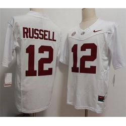 Men Alabama Crimson Tide  12 Keelon Russell White 2026 F U S E Stitched Football Jersey
