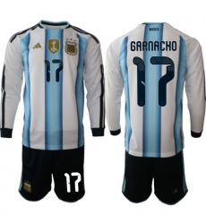 Argentina 2026 FIFA World Cup Soccer Jersey White LONG #17 GARNACHO