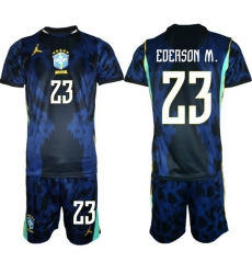Youth Brazil 2026 FIFA World Cup Blue Away Soccer Jersey EDERSON M. #23