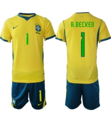 Youth Brazil 2026 FIFA World Cup Yellow Home Soccer Jersey A.BECKER #1 Green