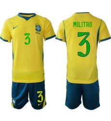 Youth Brazil 2026 FIFA World Cup Yellow Home Soccer Jersey MILITAO #3