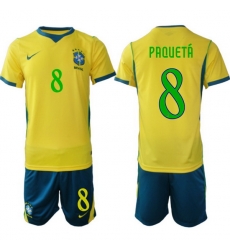 Youth Brazil 2026 FIFA World Cup Yellow Home Soccer Jersey PAQUETÁ #8