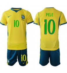 Youth Brazil 2026 FIFA World Cup Yellow Home Soccer Jersey PELE #10 Green