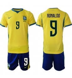 Youth Brazil 2026 FIFA World Cup Yellow Home Soccer Jersey RONALDO #9