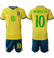 Men Brazil 2026 FIFA World Cup Yellow Home Soccer Jersey NEYMAR JR #10 Green
