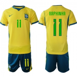 Men Brazil 2026 FIFA World Cup Yellow Home Soccer Jersey RAPHINHA #11 Green