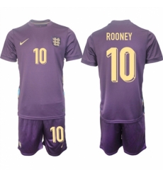 Men England 10 Wayne Rooney 2024 25 Purple Away Soccer Jersey Suit