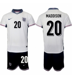 Men England 20 James Maddison 2024 25 White Home Soccer Jersey Suit